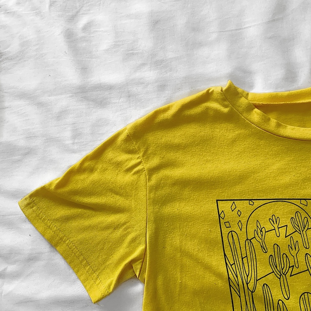 yellow cacti cropped top